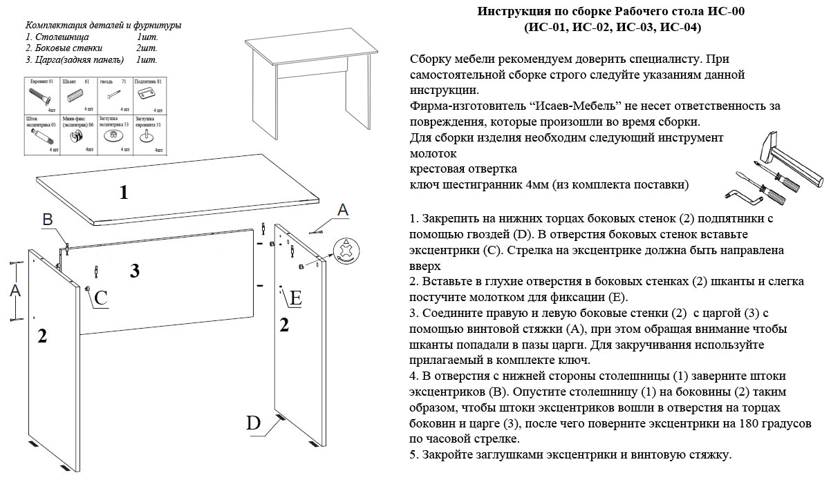 Инструкция по сборке стола